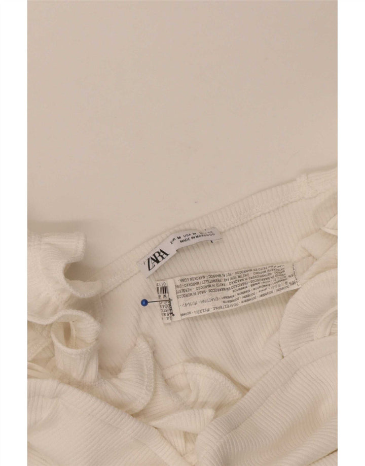 Crop Top pentru femei Zara UK 12 Poliester alb mediu