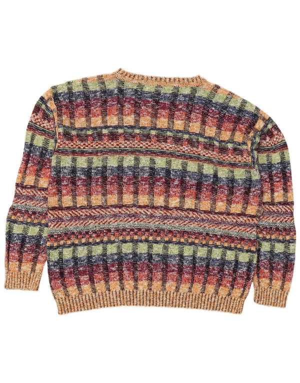 Pulover vintage pentru bărbați cu decolteu rotund UK 42/44, mare, multicolore