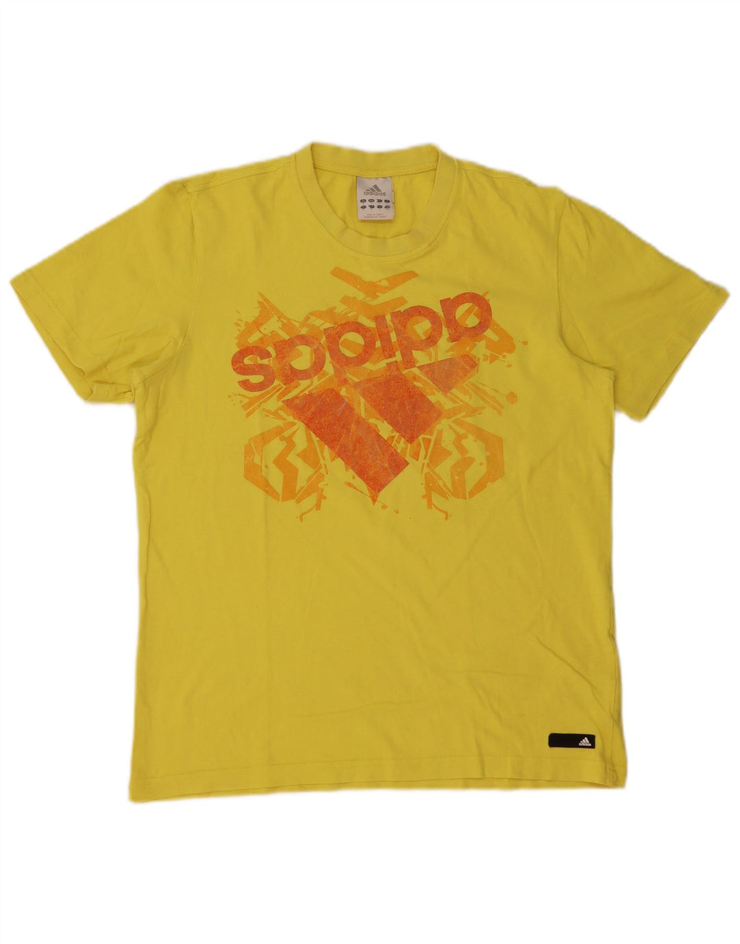 Tricou grafic Adidas pentru bărbați Top din bumbac galben mediu