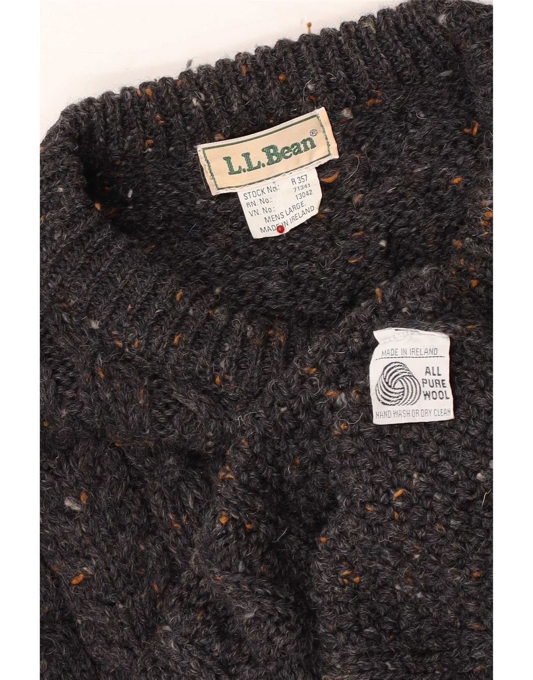 L.L.Bean Pulover pentru bărbați cu gât de barcă din lână mare, gri cu pete