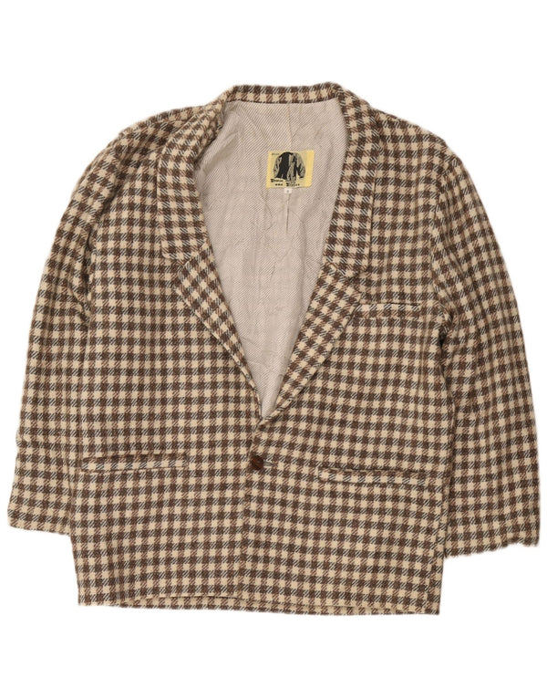 Moda Dossier Jachetă Blazer pentru bărbați cu 1 nasture UK 36 Mic, maro, check