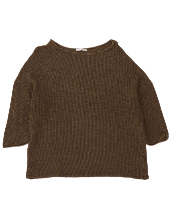 Top supradimensionat pentru femei Zara cu mâneci 3/4 UK 14 Medium Khaki Viscose