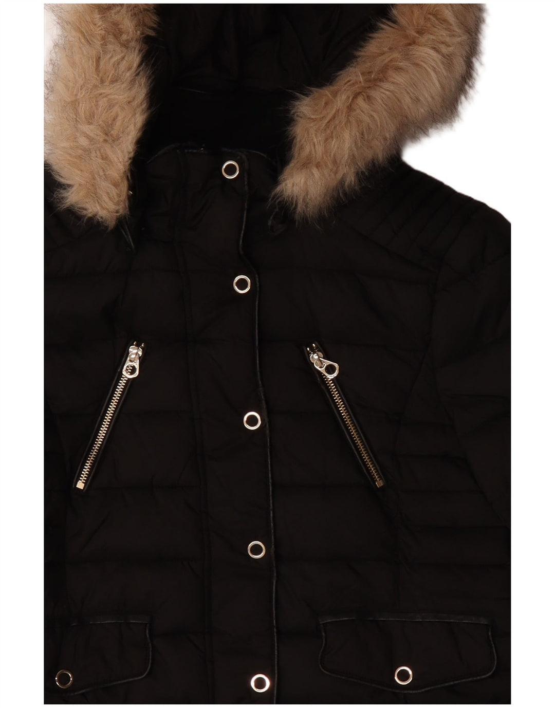 Jachetă căptușită cu glugă pentru femei Zara UK 14 Poliester mediu negru