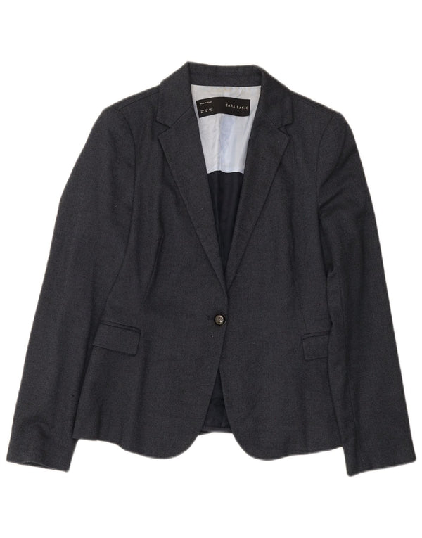 Sacou blazer pentru femei Zara cu 1 nasture UK 12 Poliester mediu bleumarin
