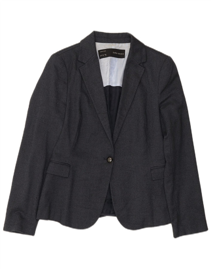 Sacou blazer pentru femei Zara cu 1 nasture UK 12 Poliester mediu bleumarin