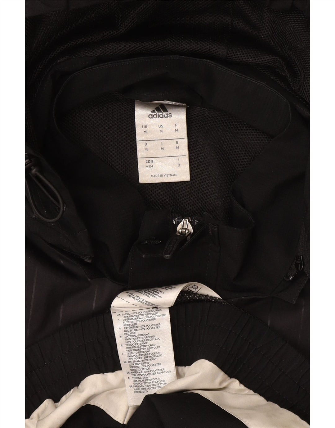 Jachetă de ploaie cu glugă ADIDAS pentru bărbați UK 38 Medium Black Colorblock Poliester