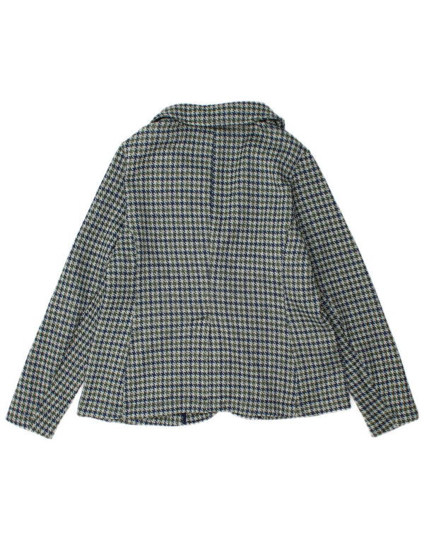 Jachetă Blazer pentru femei Lands End cu 1 nasture UK 10 mic albastru Houndstooth