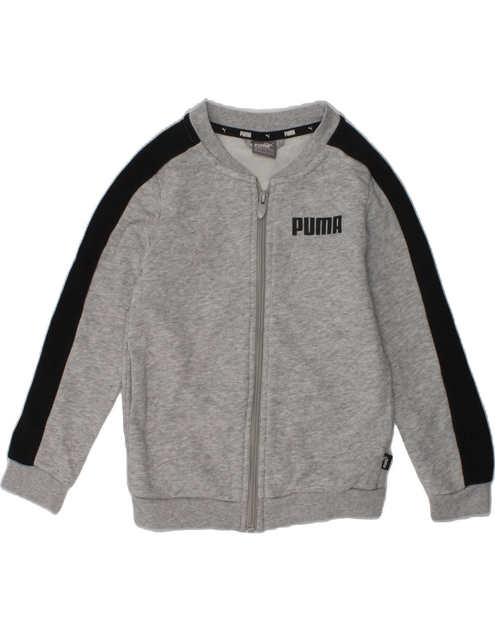 PUMA Boys Graphic Tracksuit Top Jacket 5-6 Years Grey Colourblock Cotton Vintage Puma and Second-Hand Puma from Messina Hembry 