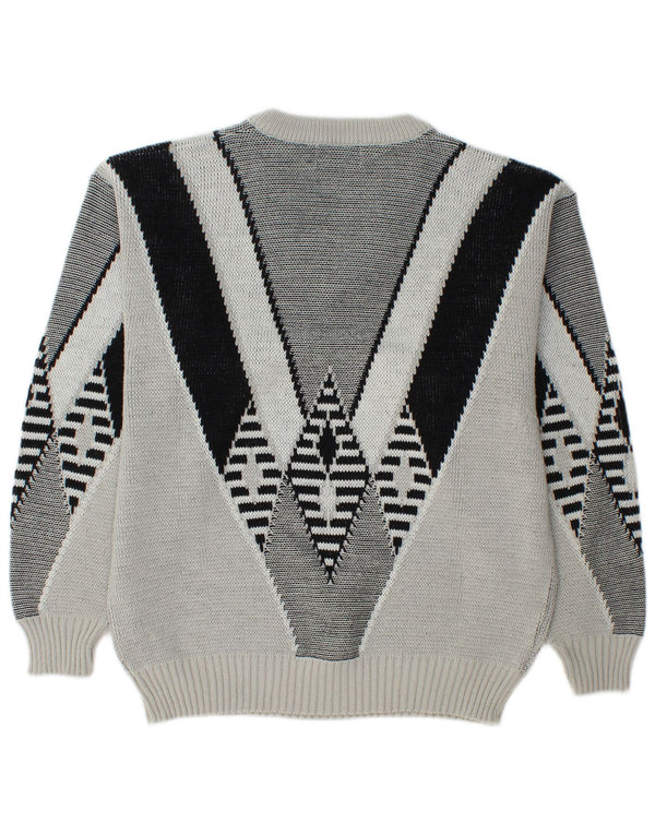 Pulover VINTAGE pentru bărbați cu decolteu în V UK 34/36 XS Gri Argyle/Diamond