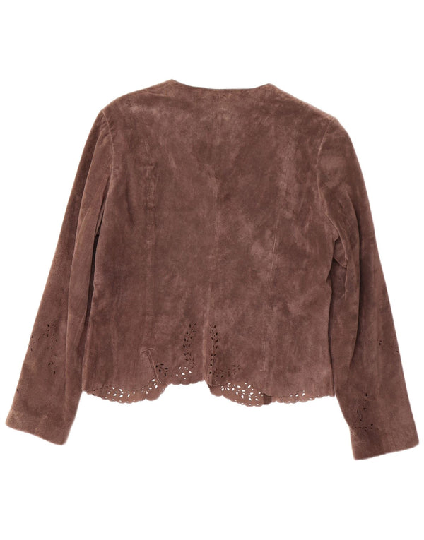 MONSOON Jachetă deschisă din piele intoarsa pentru femei UK 16, maro, mare