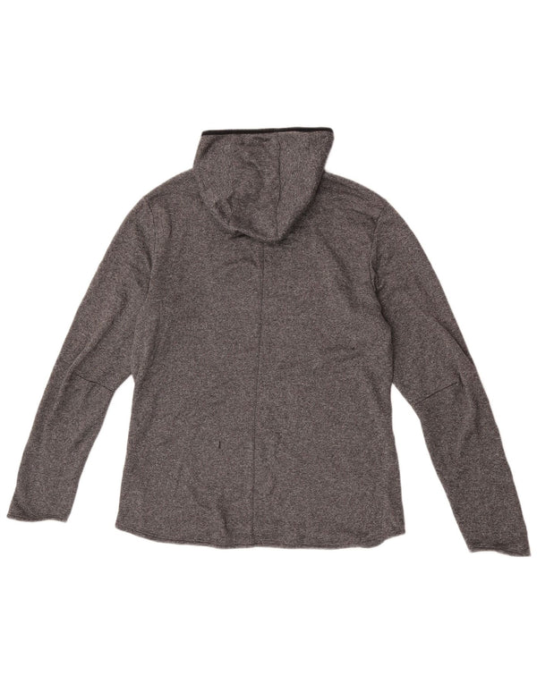 Adidas Womens Climalite Hoodie Jumper UK 14 Medium Grey Flecked Polyester