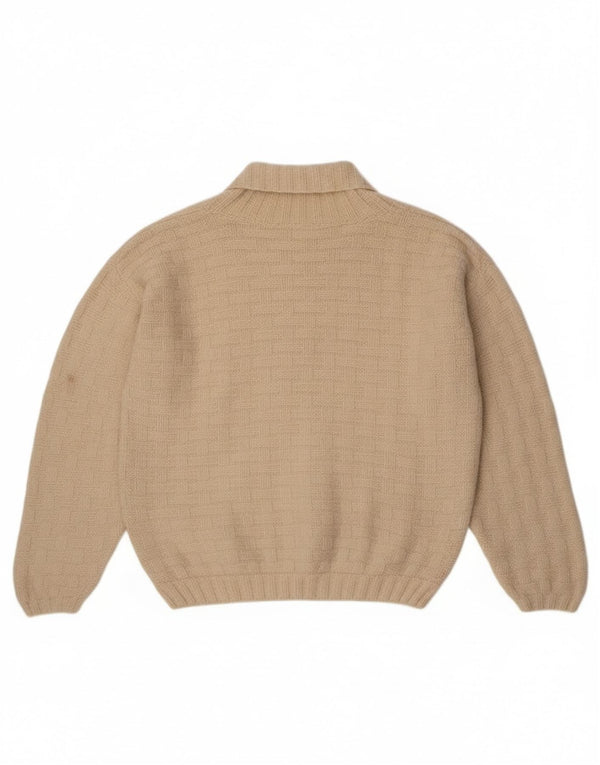 Vintage Womens Oversized Shawl Neck Jumper Sweater UK 18 XL Off White