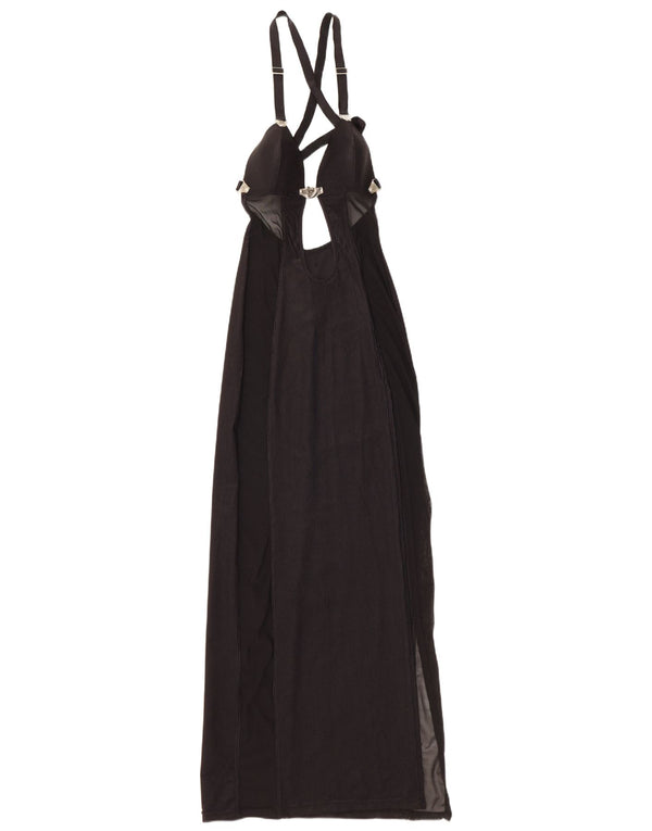 Rochie maxi de damă vintage cu Halter UK 12 Poliamidă neagră medie