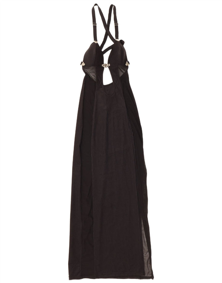 Rochie maxi de damă vintage cu Halter UK 12 Poliamidă neagră medie