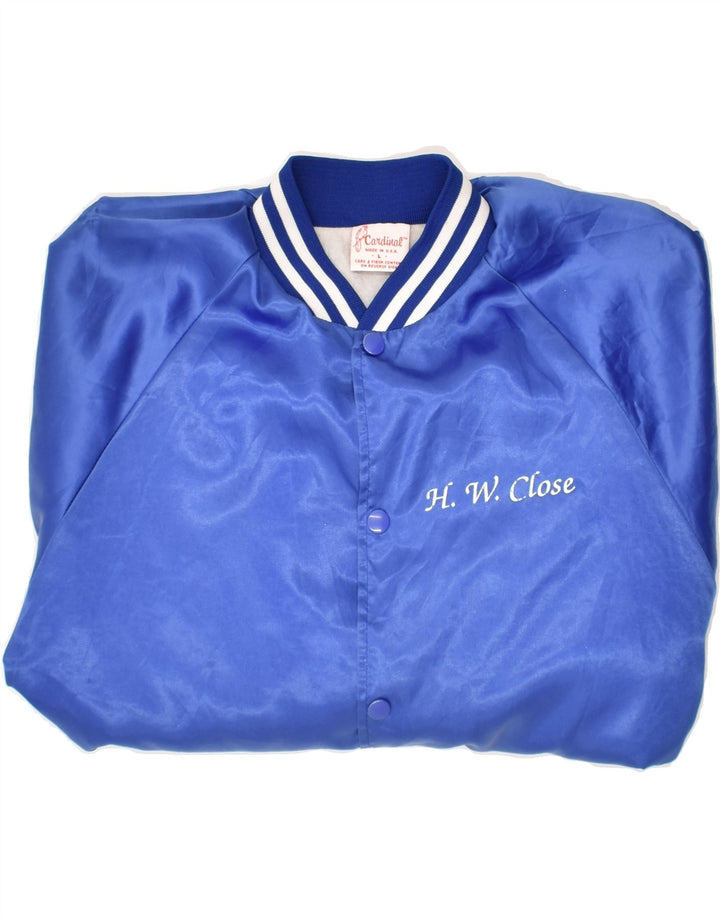 VINTAGE Mens Bomber Jacket UK 40 Large Blue Nylon Vintage Vintage and Second-Hand Vintage from Messina Hembry 