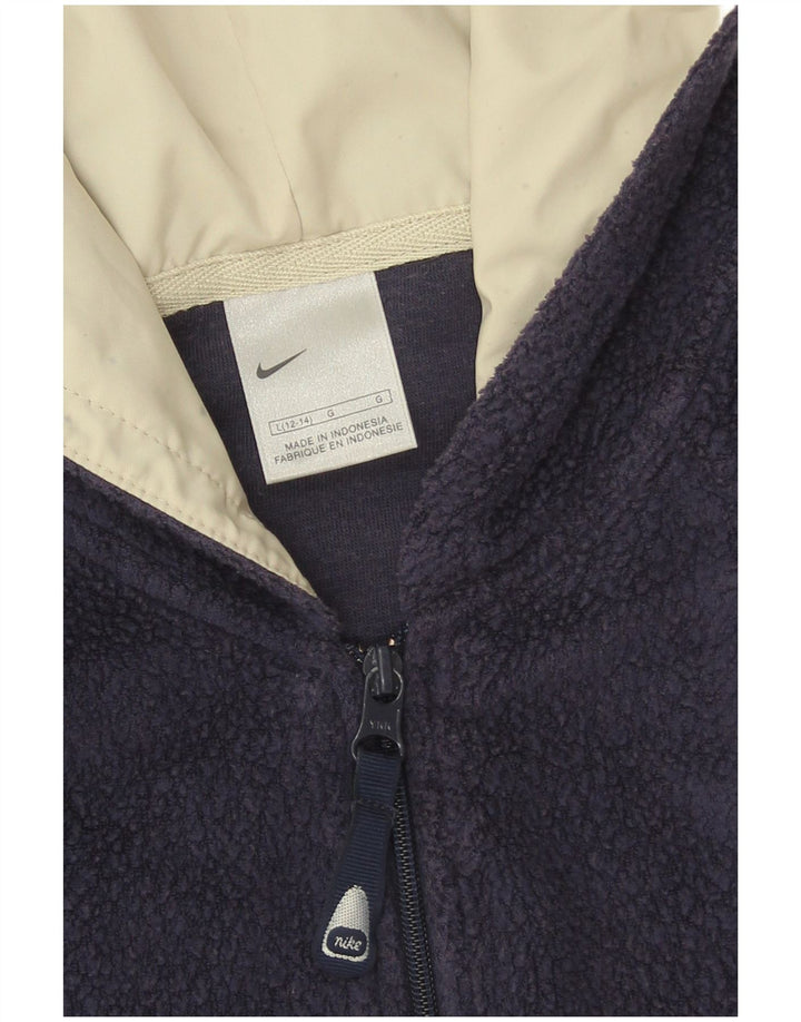 Jachetă fleece cu glugă Nike pentru femei US 12/14 mare, albastru bleumarin, poliester