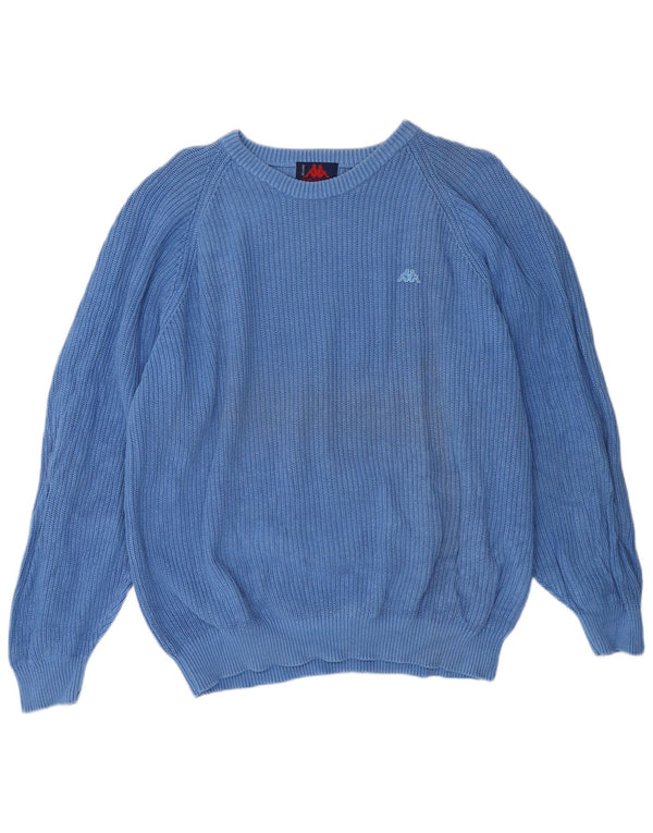 KAPPA Pulover supradimensionat pentru femei cu gâtul turnat, UK 18 XL, bumbac albastru