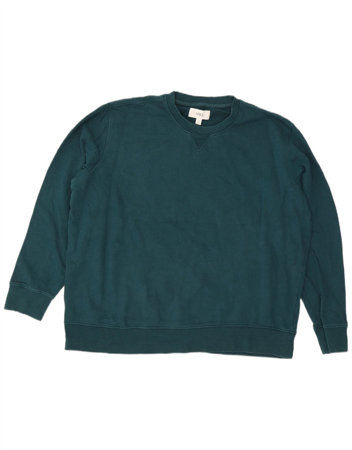 Pulover pentru bărbați Marks & Spencer, bumbac verde 3XL