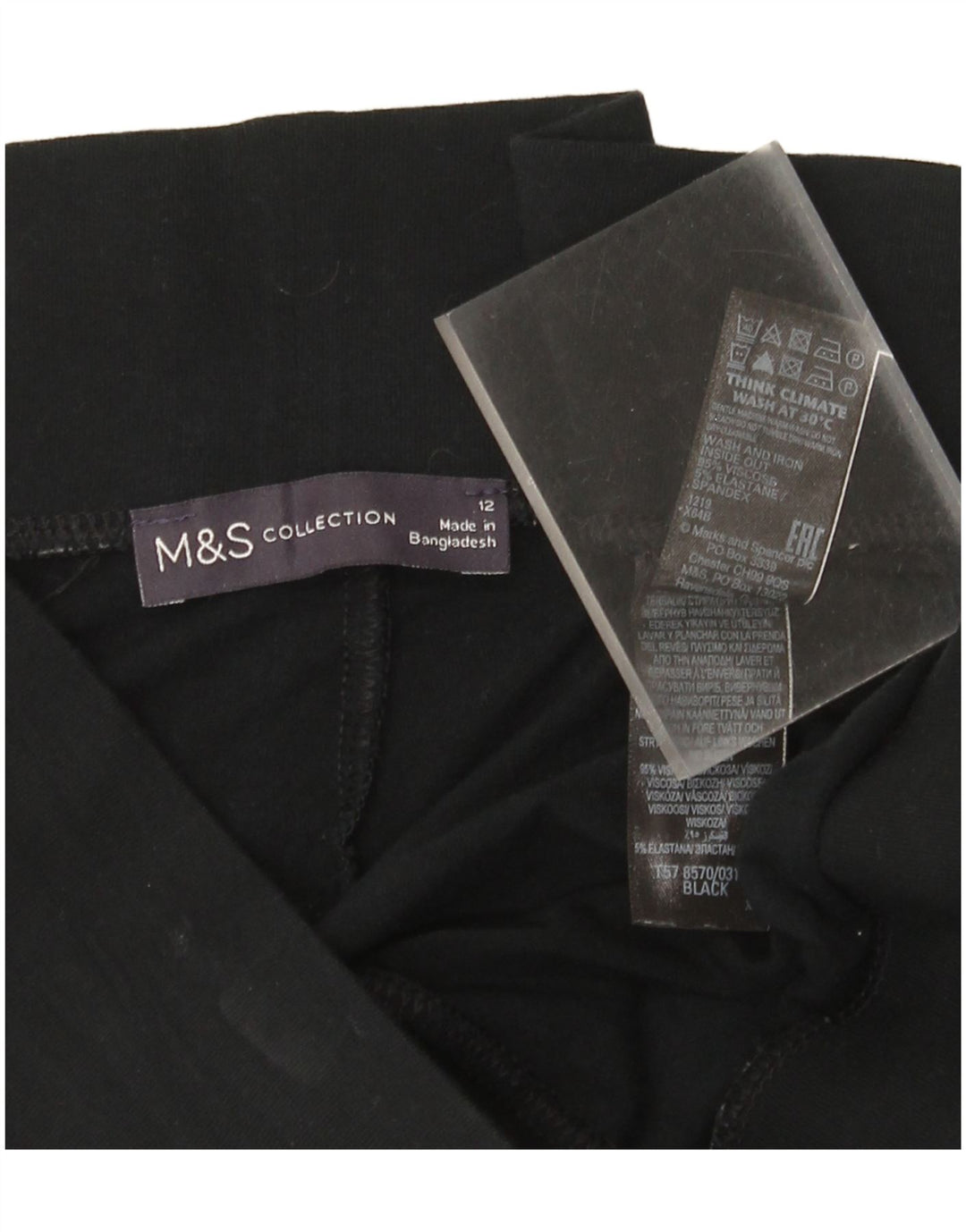 Leggings Capri pentru femei Marks & Spencer UK 12 Medium Black Viscose