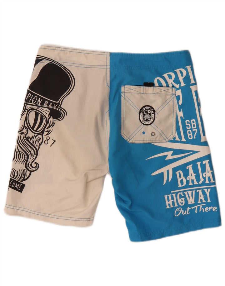 Pantaloni scurți de înot cu grafică pentru bărbați Scorpion Bay, poliester color block, albastru mediu
