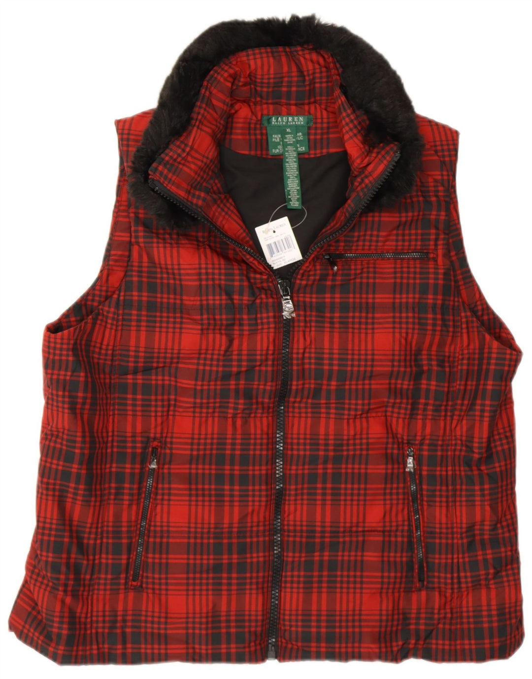 Gilet pentru femei RALPH LAUREN UK 18 XL Red Check Poliester