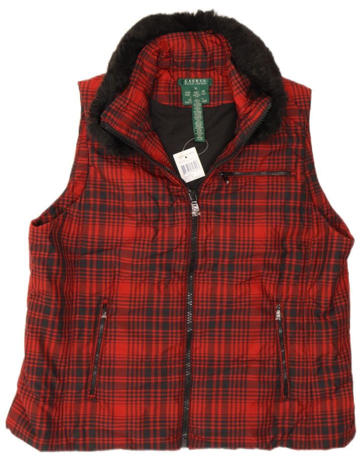 Gilet pentru femei RALPH LAUREN UK 18 XL Red Check Poliester