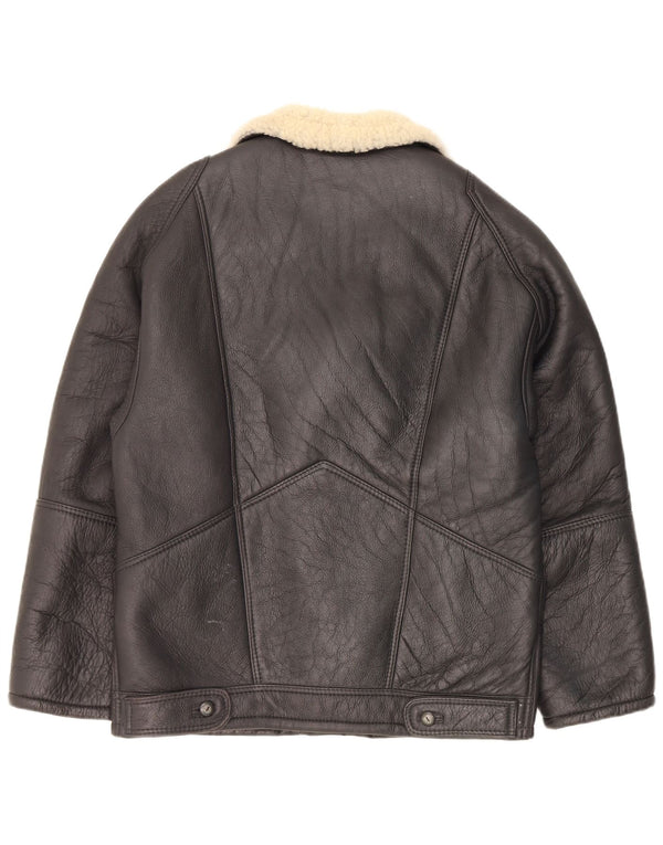 Jachetă din shearling pentru bărbați Pierre Cardin IT 48 Medium Black Leather