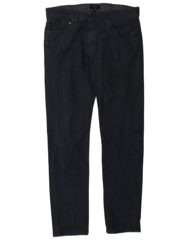 Pantaloni casual subțiri pentru bărbați Ted Baker, L32 L30, bumbac în spină de pește bleumarin