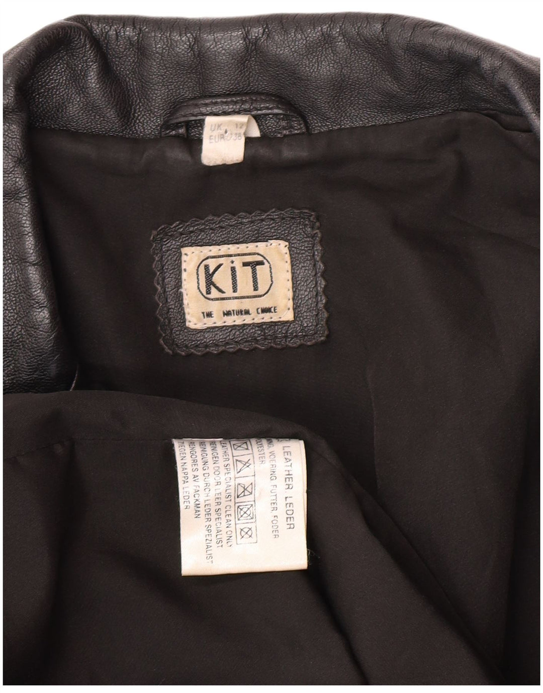 Jachetă de piele vintage pentru femei UK 12 Medium Black Leather