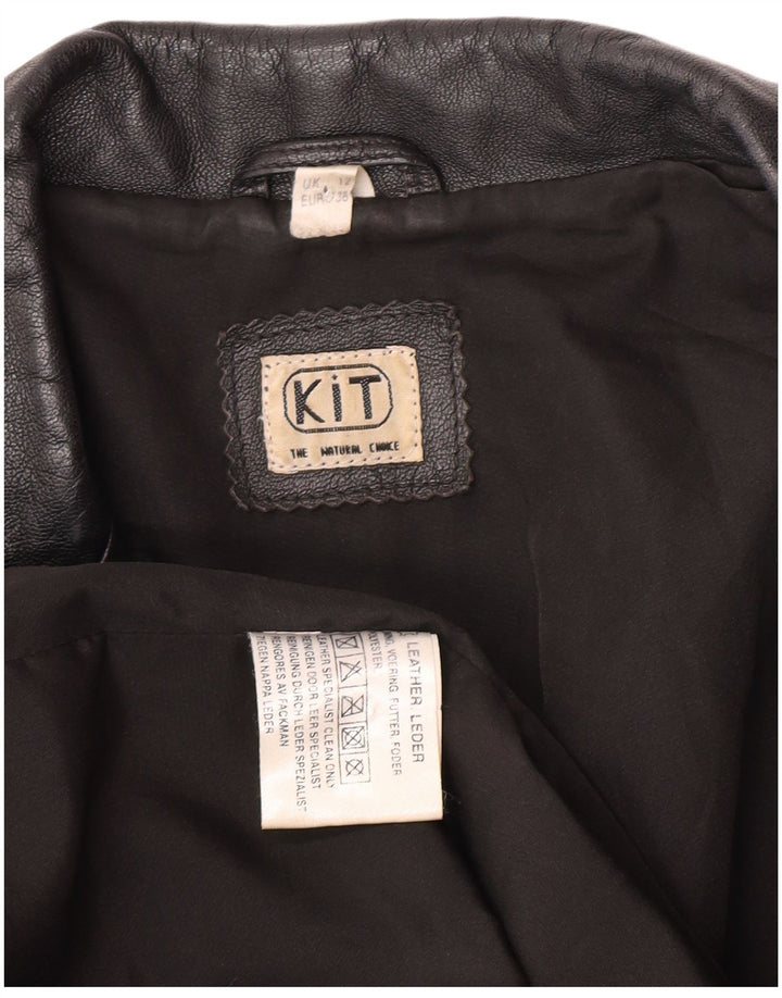 Jachetă de piele vintage pentru femei UK 12 Medium Black Leather