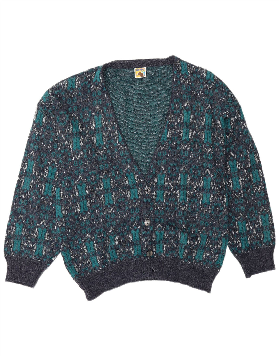 Derby Pulover cardigan pentru bărbați mare albastru geometric