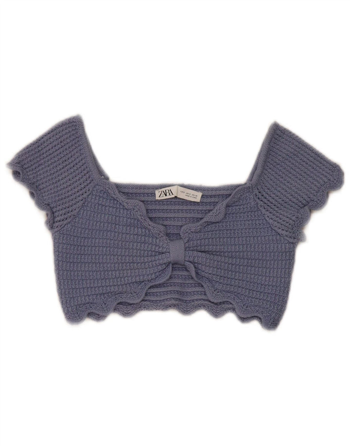 Top Crop tricot pentru femei Zara UK 8 Small Blue
