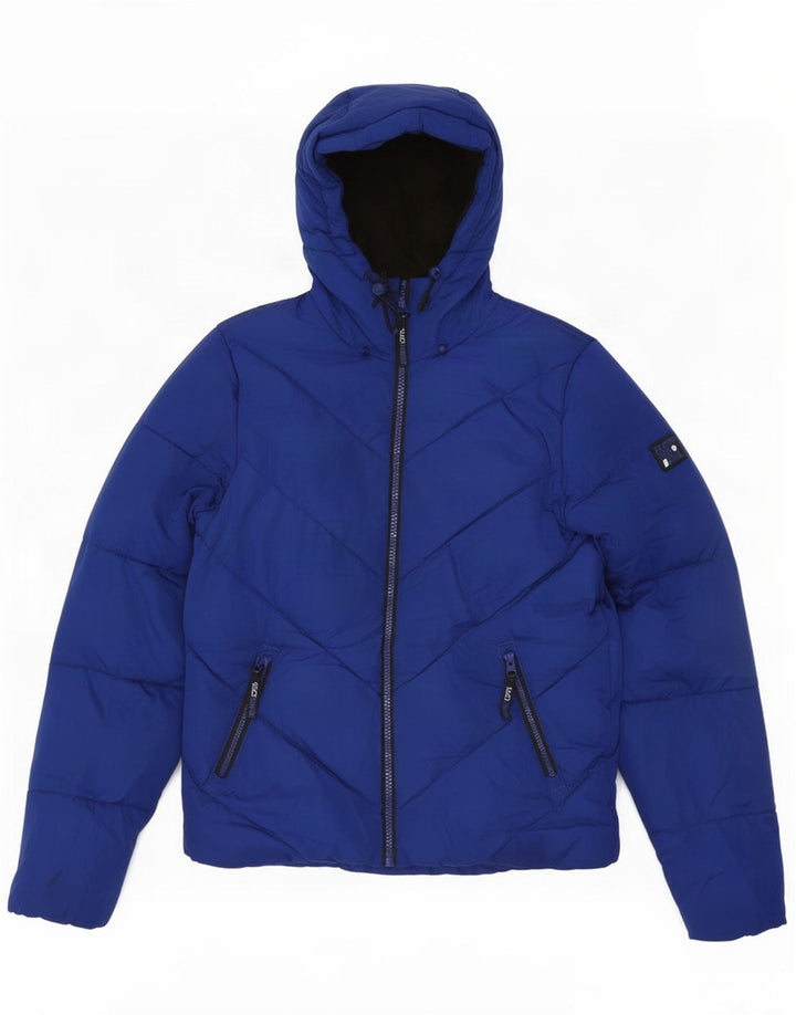 Jachetă căptușită cu glugă Superdry pentru bărbați UK 38 Poliester albastru mediu