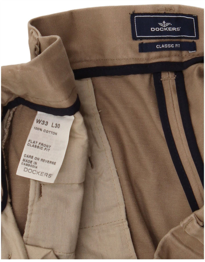 DOCKERS Pantaloni chino pentru bărbați, drepti, cu tăiere clasică, L33 L30, bumbac bej