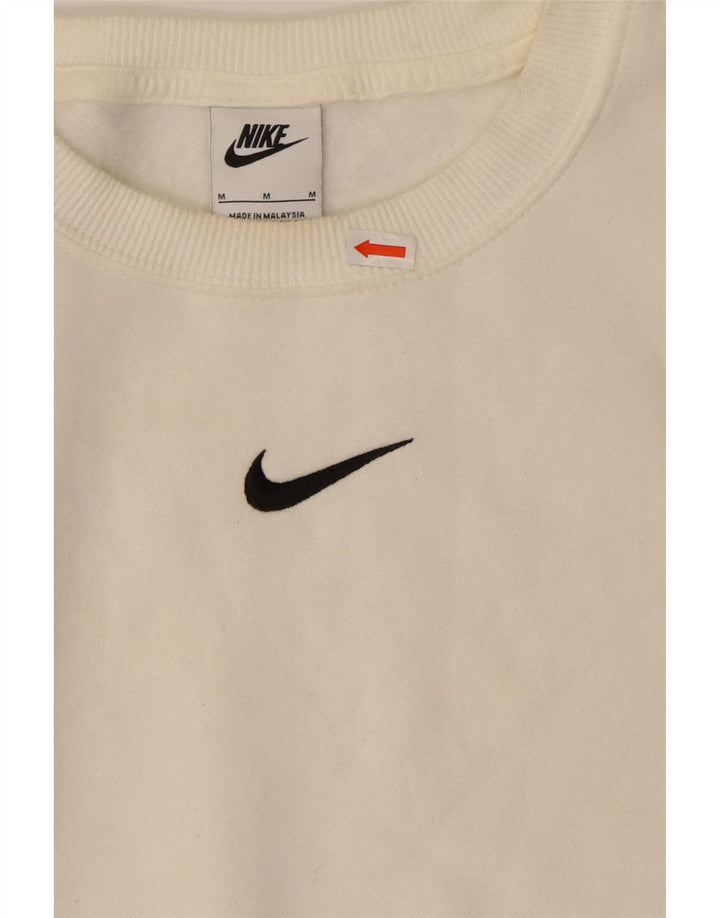 NIKE Womens Crop Oversized Sweatshirt Jumper UK 14 Medium White Cotton