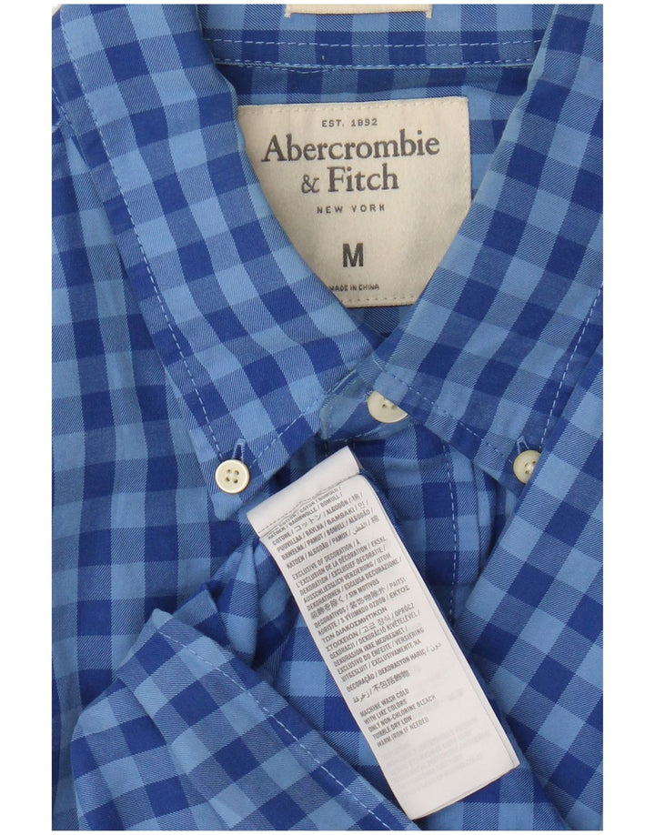 Cămașă pentru bărbați Abercrombie & Fitch cu carouri, bumbac cu carouri albastru mediu