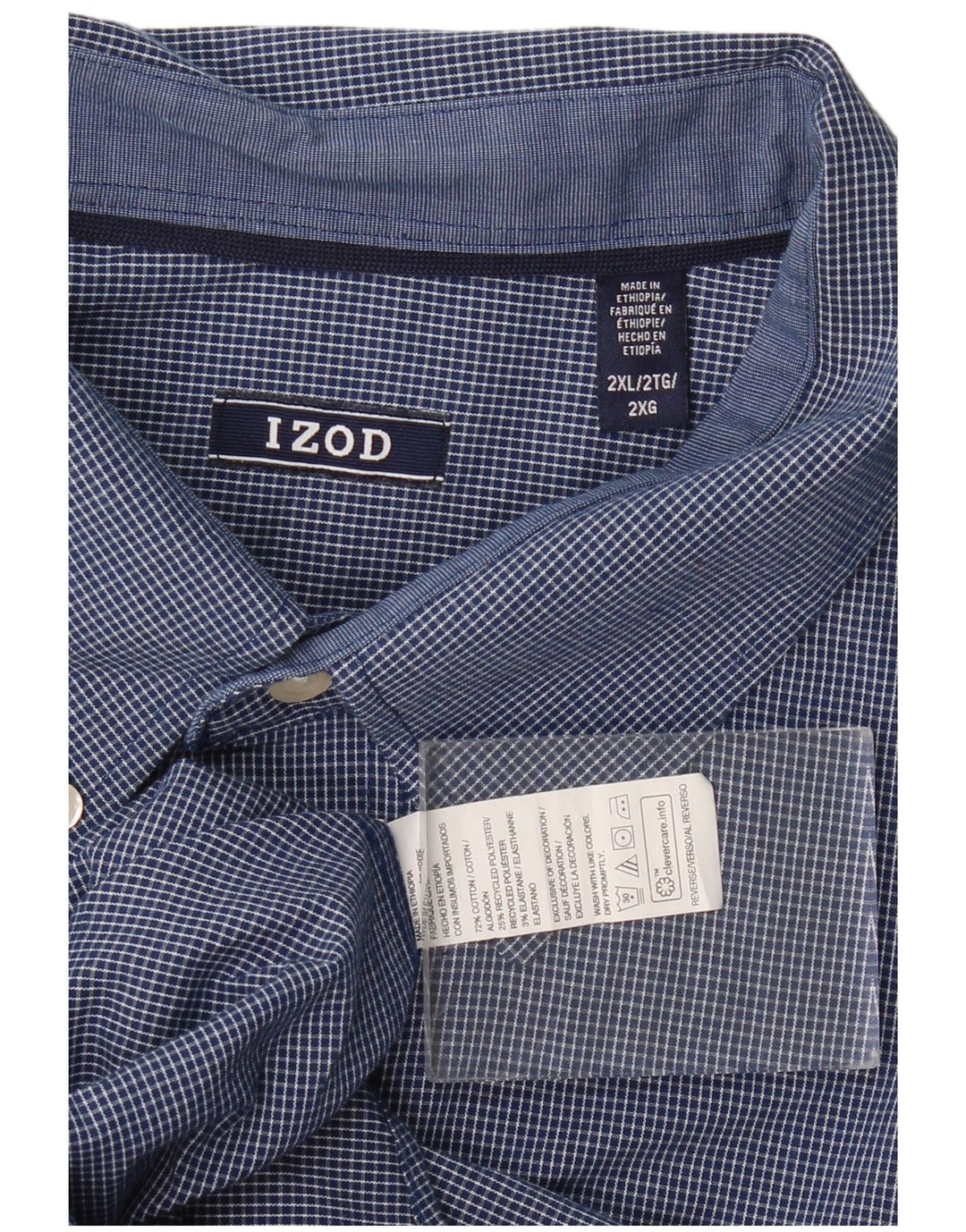 Cămașă Izod pentru bărbați loose fit 2XL Blue Check Bumbac Classic