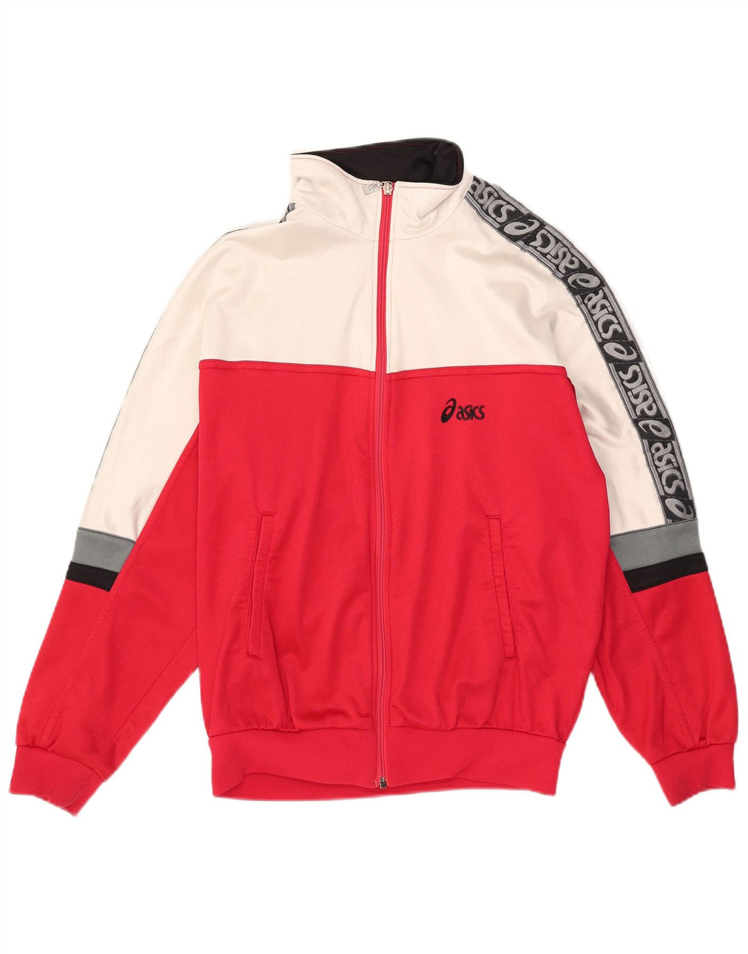 Jachetă de top pentru trening grafic Asics pentru bărbați IT 48 Medium Red Colorblock Nylon