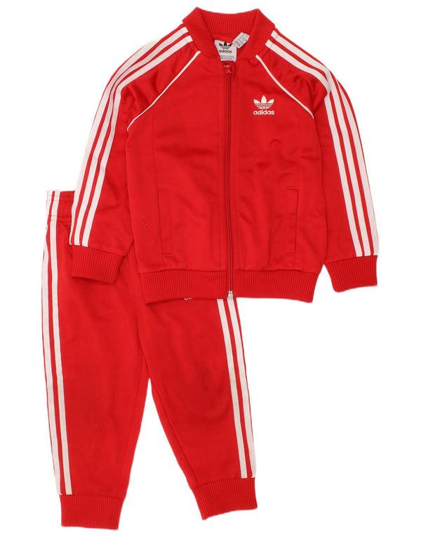 Pantaloni de trening ADIDAS fetite 18-24 luni poliester rosu