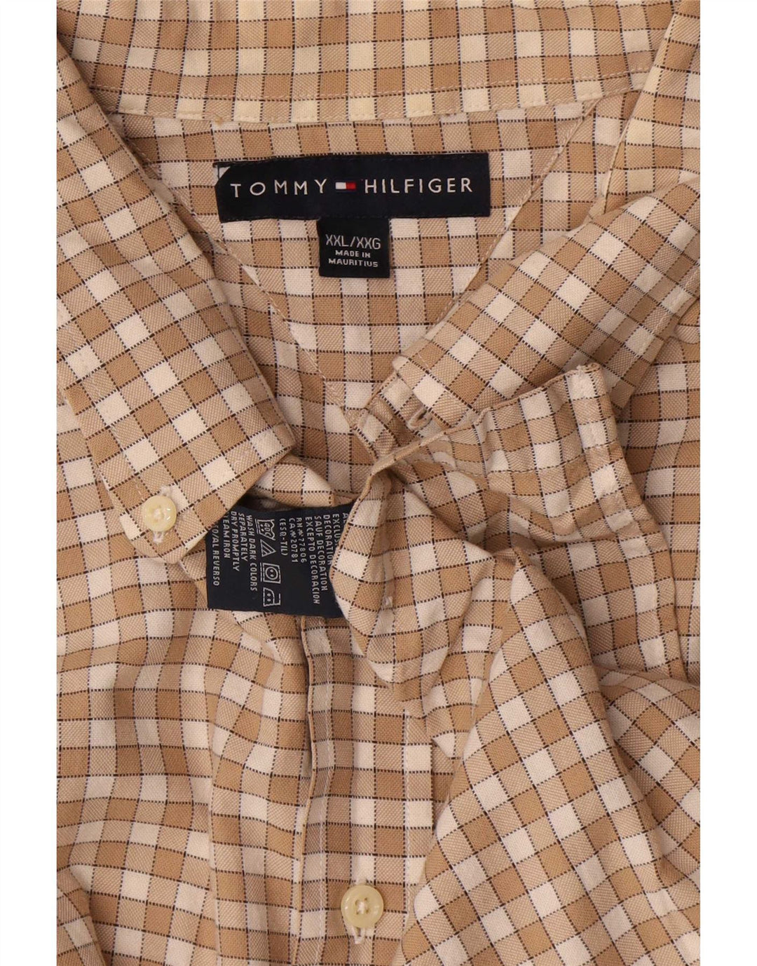 Cămașă pentru bărbați Tommy Hilfiger 2XL, bej, bumbac cu carouri