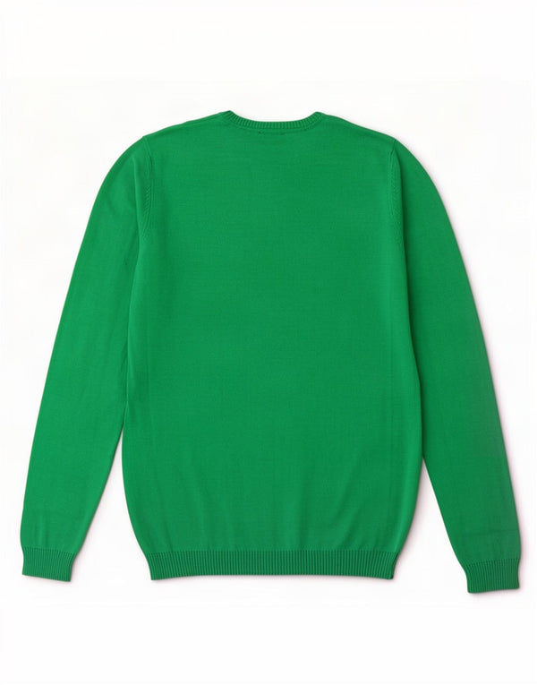 Pulover Benetton pentru băieți cu gât crew pulover 13-14 ani 3XL bumbac verde