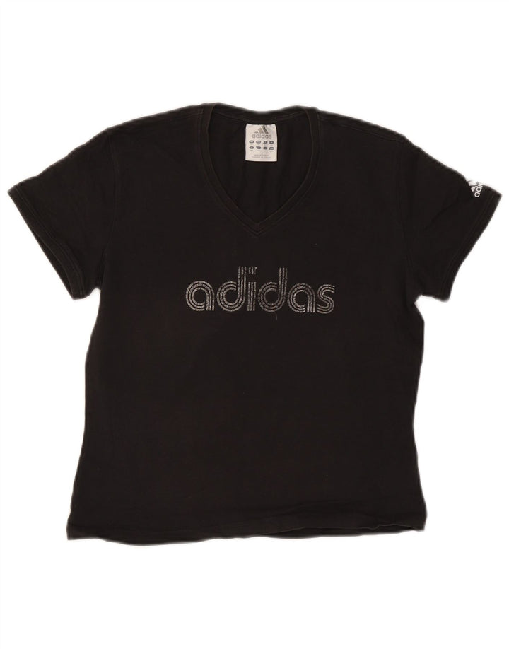 Tricou ADIDAS Crop Graphic Top UK 14 Bumbac mediu negru