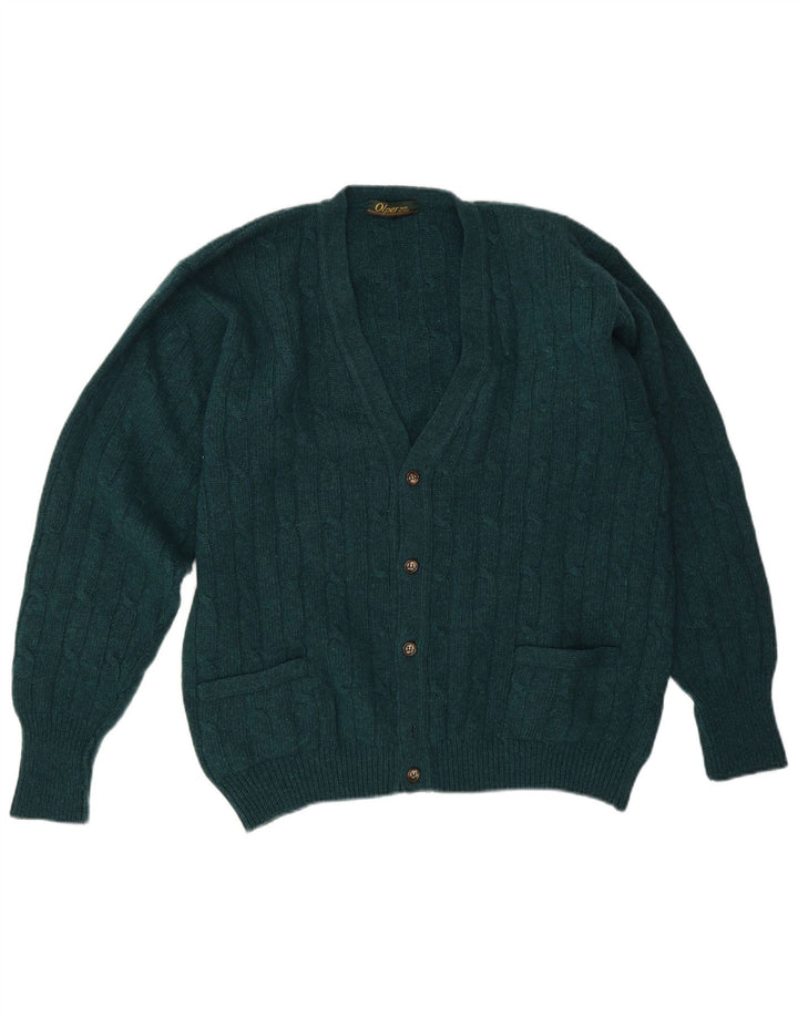 Pulover Cardigan Vintage pentru bărbați IT 50 Lână verde medie