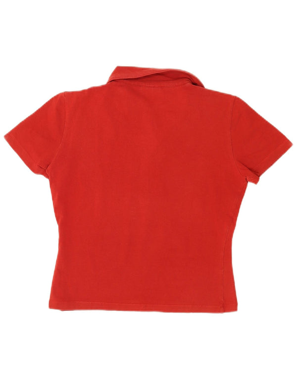 Trussardi Tricou cu grafic crop pentru femei UK 12 Medium Red Colorblock
