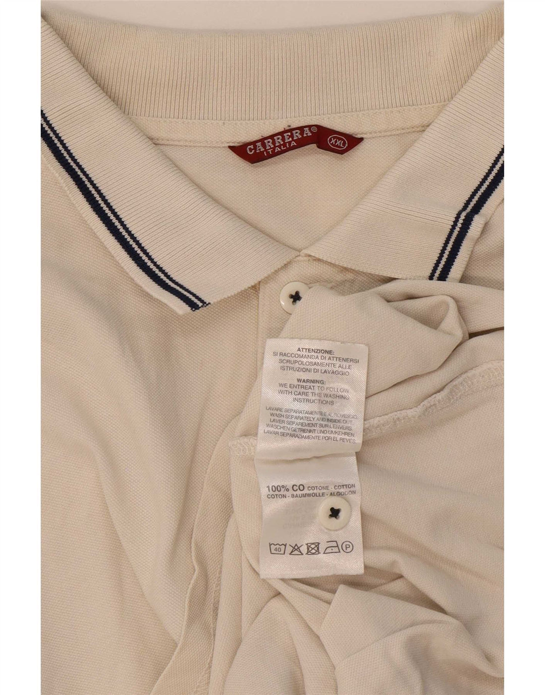 Cămașă polo Carrera pentru bărbați, bumbac cu dungi albe 2XL
