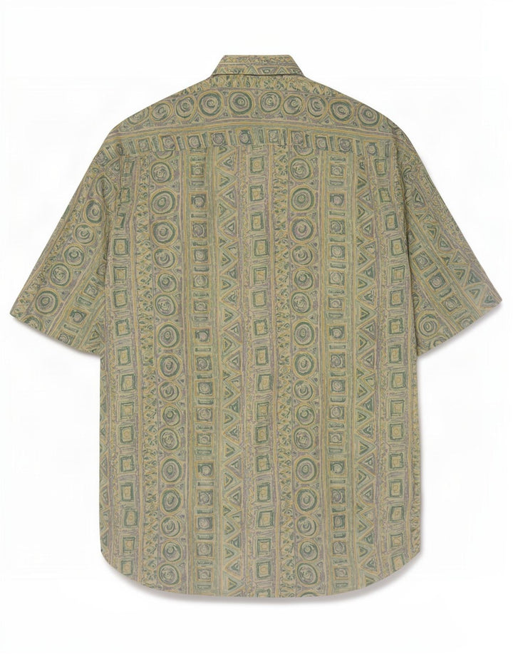 Camasa cu maneca scurta pentru barbati Rodrigo, verde medie, geometrica