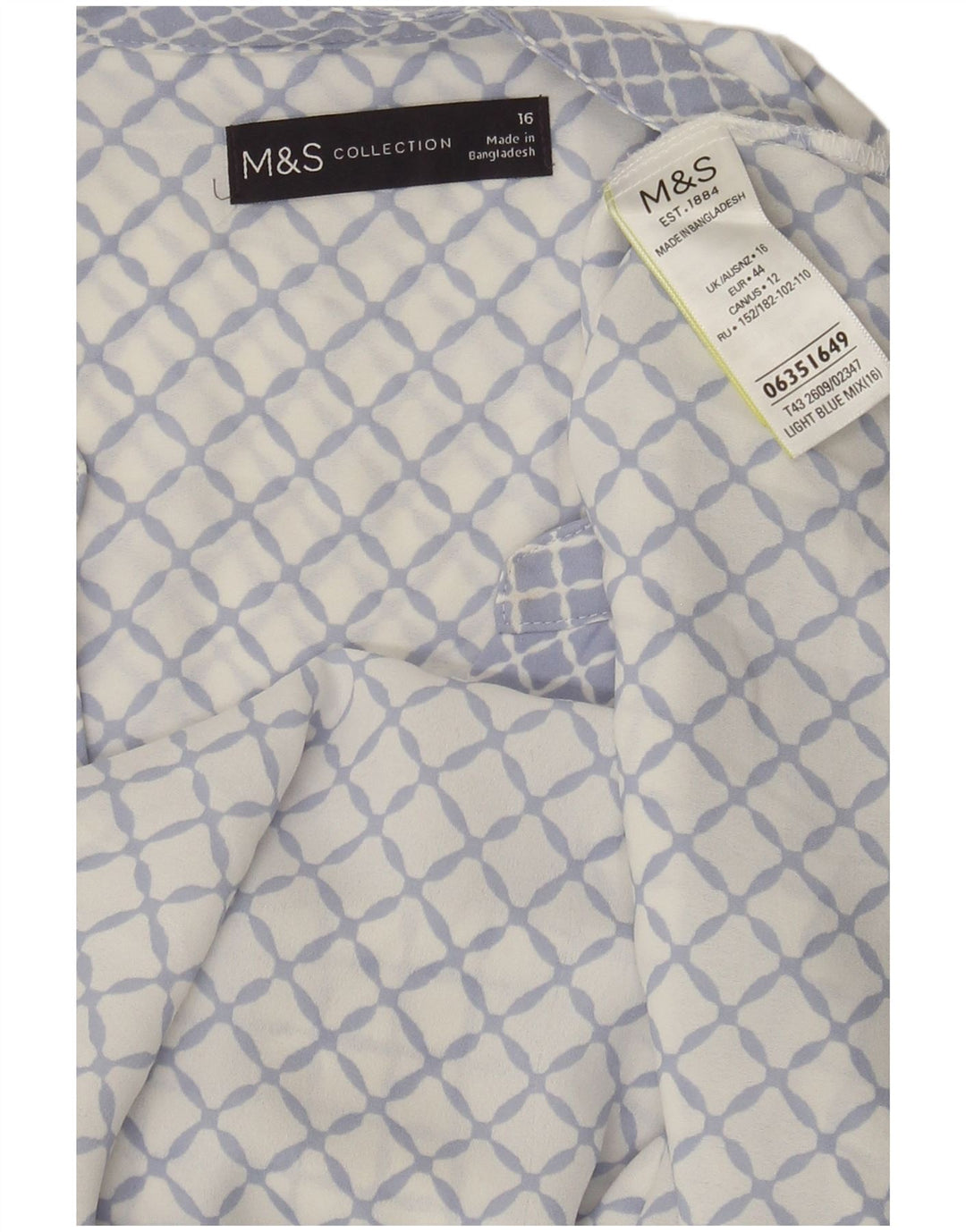 Bluză fără mâneci pentru femei Marks & Spencer UK 16 Large Blue Geometric