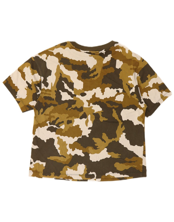 Tricou grafic Nike pentru femei Top UK 10 Small Khaki Camouflage Bumbac