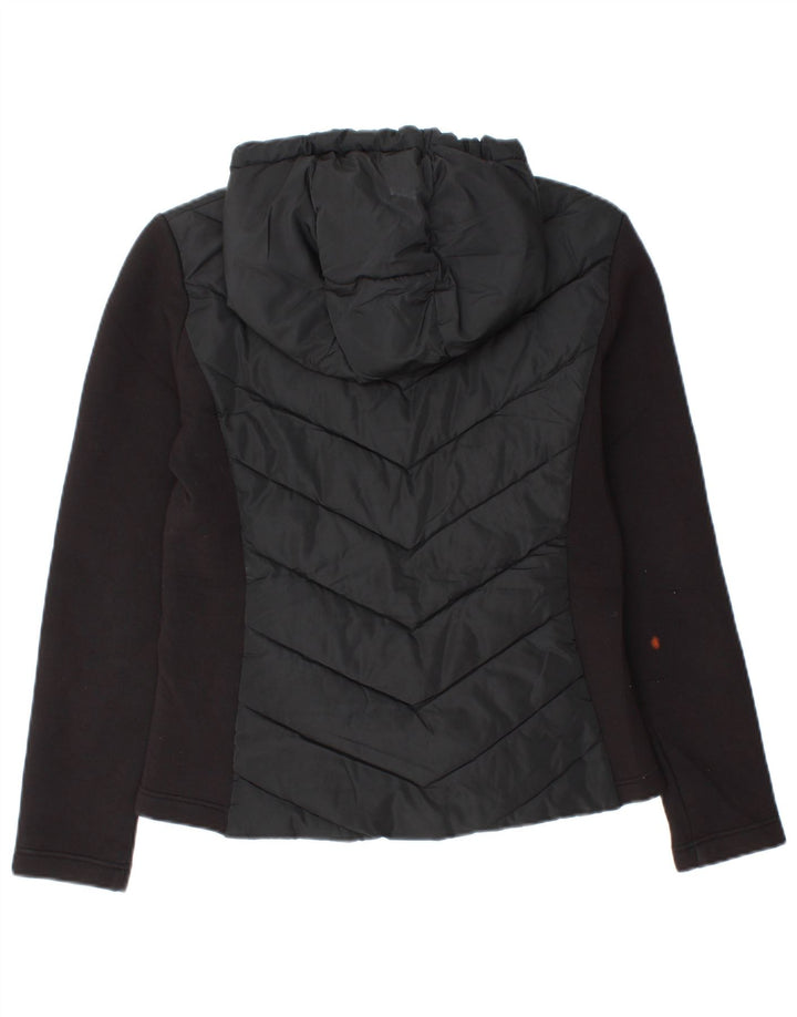 Jachetă căptușită cu glugă Zara pentru femei UK 12 Medium Black Colorblock Viscose