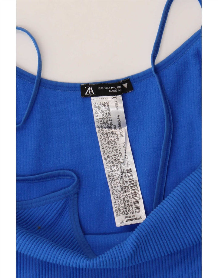 Costum pentru femei Zara fără mâneci UK 12 Medium Blue Poliamidă